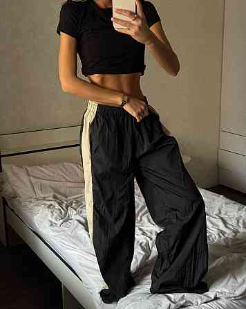Женские спортивные оверсайз штаны матовая плащевка жатка Одесса