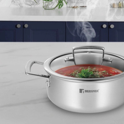 Кастрюля Bergner Steelblue, з кришкою 20 см (BG-33221-BL) Винница - изображение 2