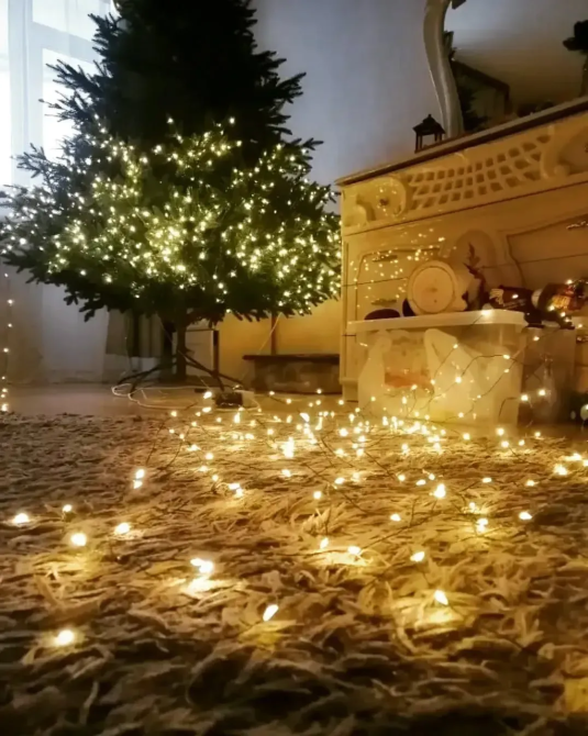 Гирлянда светодиодная Роса 200м 2000 Led от сети на зеленой проволоке + пульт ДУ (Теплый белый) Киев - изображение 8