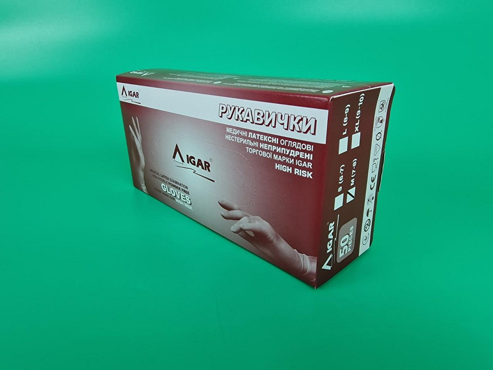 Резиновые перчатки Амбулатория 50 шт М (1 пач) Харків - фото 1