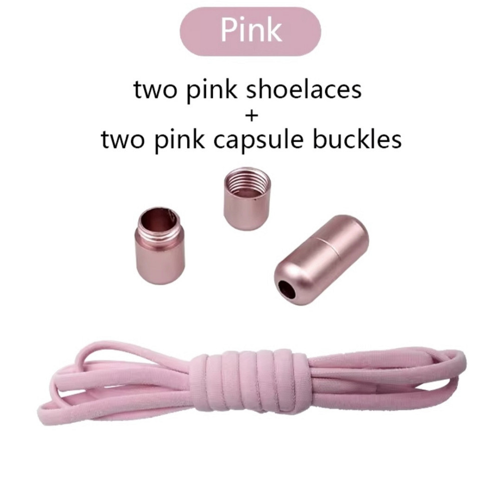 Шнурки еластичні без зав'язок з застібками в один колір Рожевий Сміла - фото 1