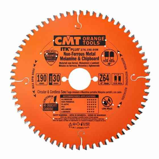 Пильний диск по алюмінію CMT 190x30(20,16)x64Т K1.8/1.2 -6° Neg (276.190.64M) Одеса