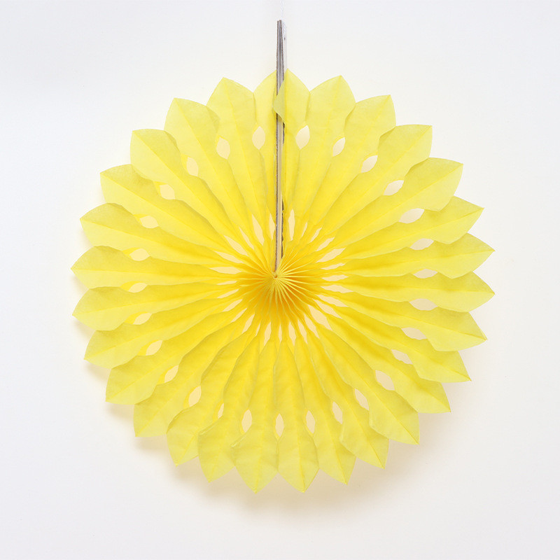 Бумажный веер декоративный 20 см желтый Киев - изображение 1