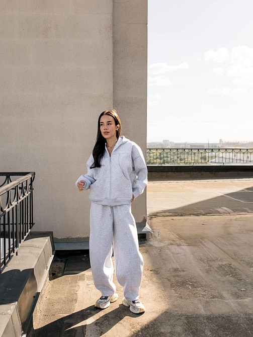 Женский теплый костюм двойка свободного кроя на каждый день турецкая трехнитка на флисе Меланж Одесса - изображение 9