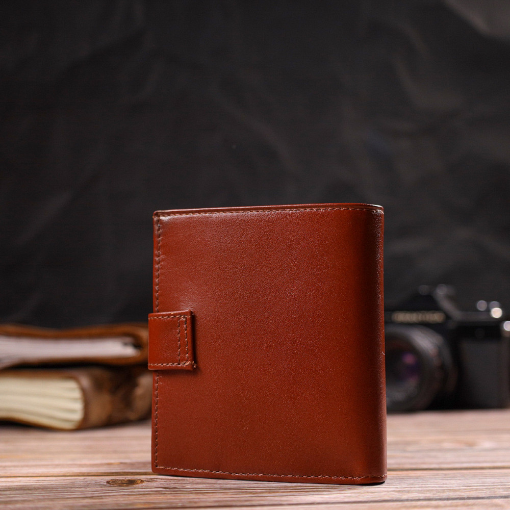 Відмінний чоловічий гаманець з натуральної гладкої шкіри CANPELLINI 21743 Коричневий Київ - фото 2