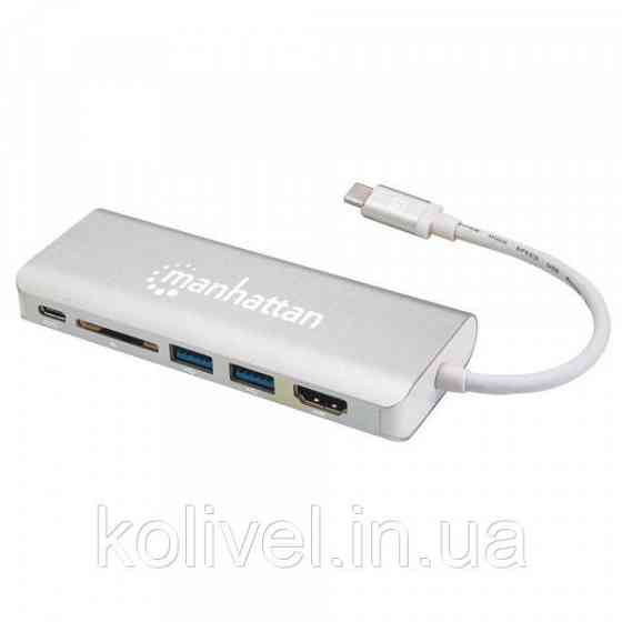Док-станція USB3.1 Type-C --> HDMI/USB 3.0x2/RJ45/SD/PD 60W Hub 7-in-1 Manhattan (152075) Київ