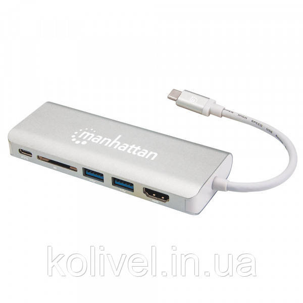 Док-станція USB3.1 Type-C --> HDMI/USB 3.0x2/RJ45/SD/PD 60W Hub 7-in-1 Manhattan (152075) Київ - фото 2