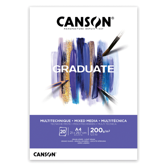 Склейка паперу GRADUATE MIXED MEDIA А4 (21х29,7см) 200г/м2 20л білий колір Canson Київ