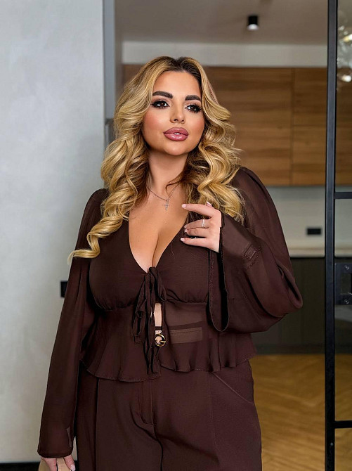 Жіноча стильна блуза на зав'язках шифон Шоколад, 46/48 Одеса - фото 8