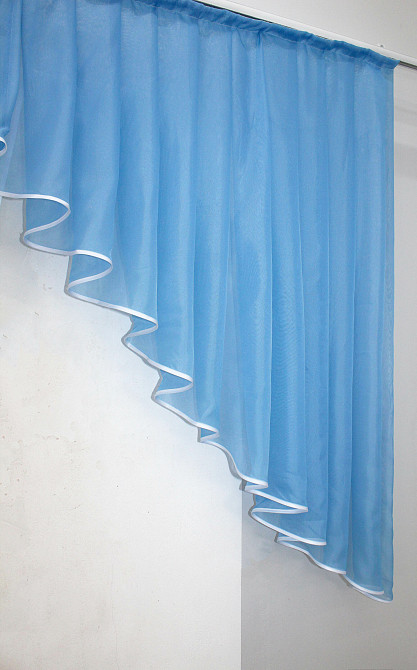 Кухонный комплект VR-Textil № 062к шторка с ламбрекеном голубой с белым 150х170 см (59-740) Киев - изображение 4