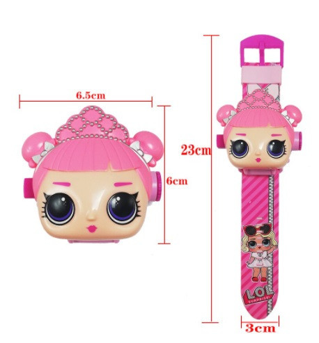 Часы кукла Лол детские с проектором, розовые, 24 картинки, сверху электронные часы под крышечкой Киев - изображение 2
