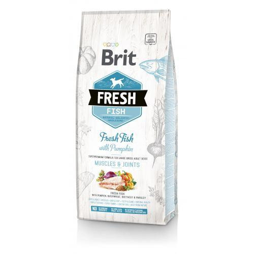 Сухий корм Brit Fresh для дорослих собак великих порід, для м'язів та суглобів, з рибою та гарбузом, 12 кг Київ - фото 1