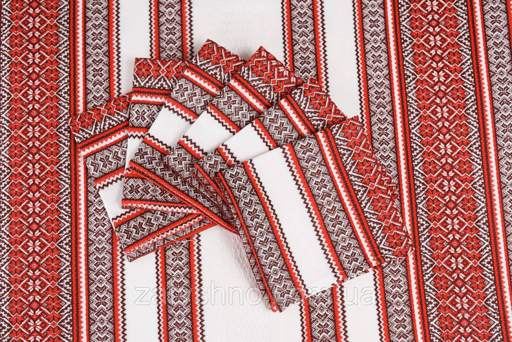 Вышитая скатерть красная  с сетами Киев - изображение 1