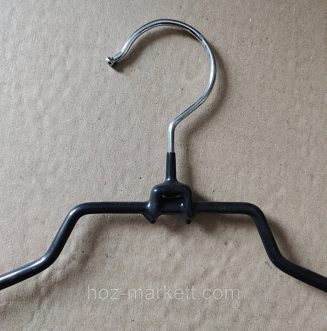Вішалки плічка, тремпіль металевий у силіконі з хромованим гачком із перекладиною широкий 43 см Харків - фото 3