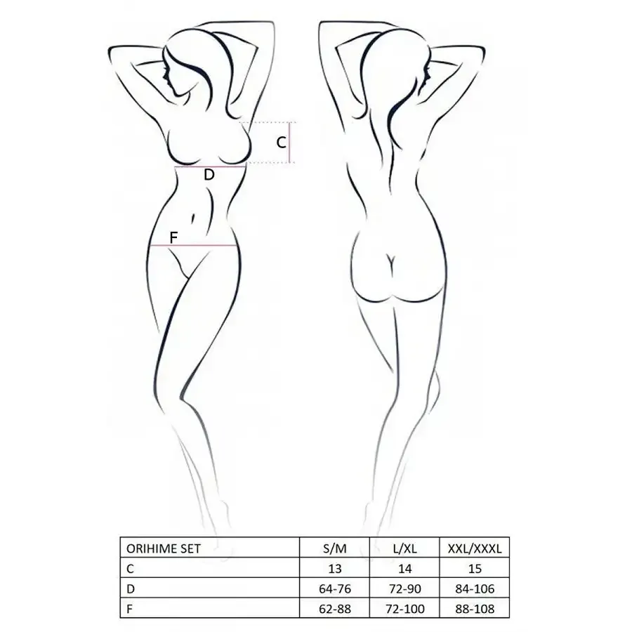 Комплект білизни Passion ORIHIME SET L/XL, white, стрепи, ліф і трусики Львів - фото 5
