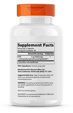 МСМ метилсульфонілметан Doctors Best MSM 180 капсул Київ