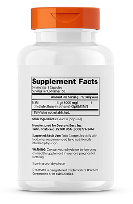 МСМ метилсульфонілметан Doctors Best MSM 180 капсул Київ - фото 2