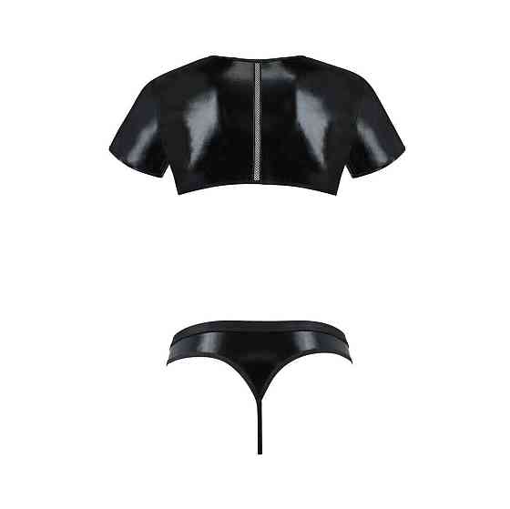 Комплект чоловічої білизни під латекс Passion 057 SET PETER L/XL Black, кроп-топ, стринги Sex Aura Київ