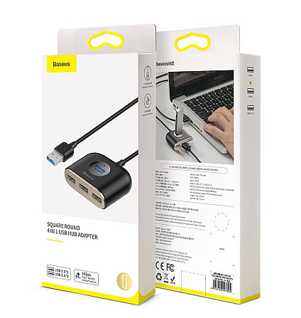 HUB адаптер Baseus Square Round 4in1 USB 3.0 to 1USB 3.0+3 USB 2.0+1micro USB CAHUB-AY01 (Черный) Миколаїв - фото 9