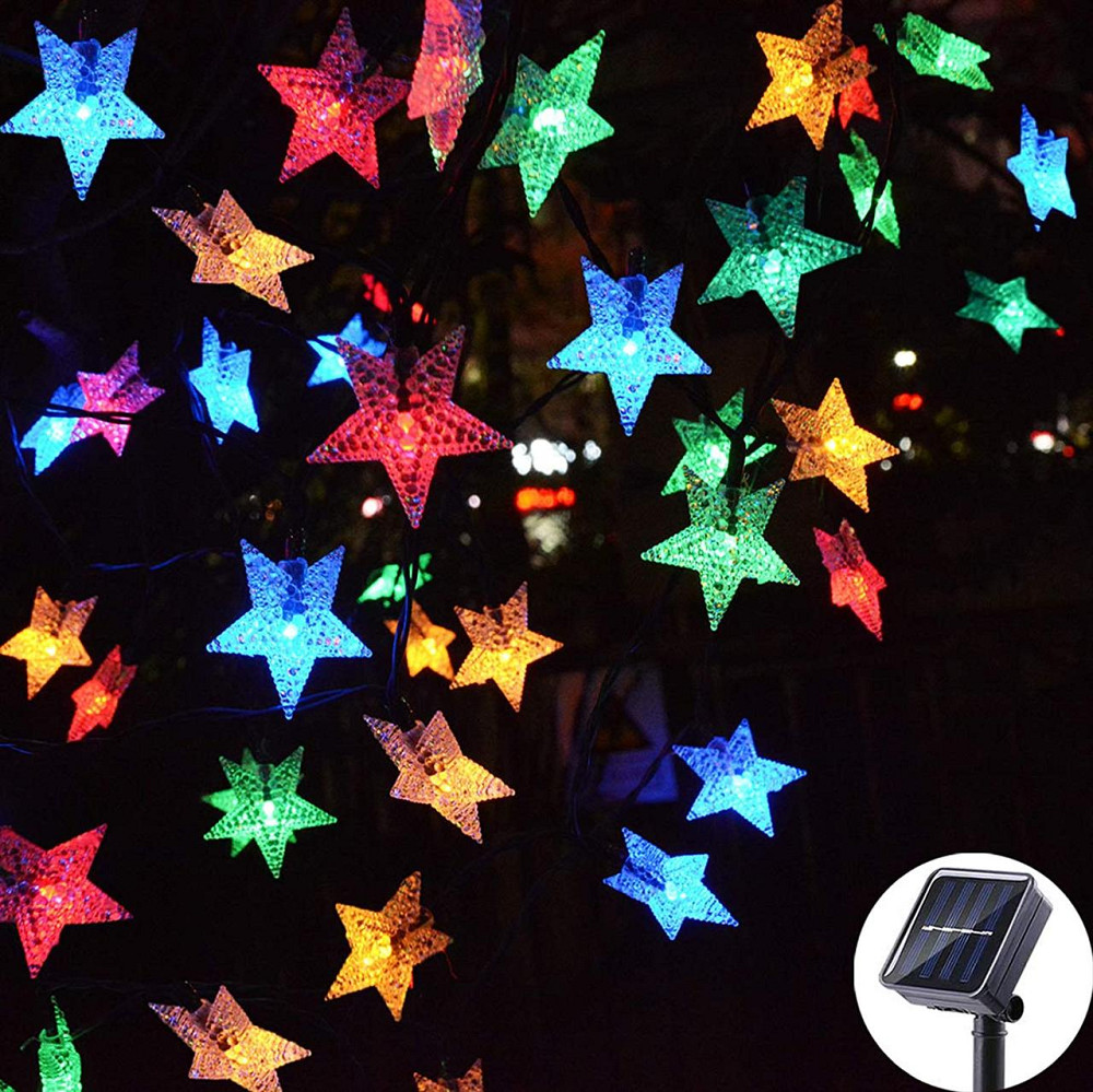 Вулична гірлянда на сонячній батареї Huacenmy "Зірки" (15 м, 150 LED) — Багатоколірна RGB, для саду та свята Київ - фото 15