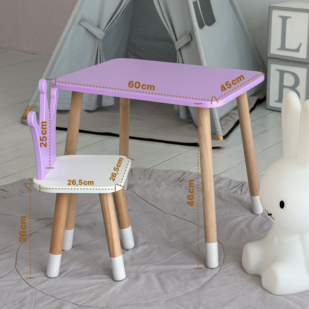 Дитячий стільчик корона 26.5х26х25см, стілець для дівчинки від 1 року, білий з фіолетовим Київ - фото 3