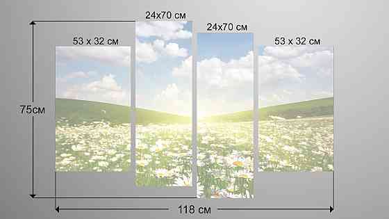 Модульная картина Поле Ромашек Art-125_4 Киев