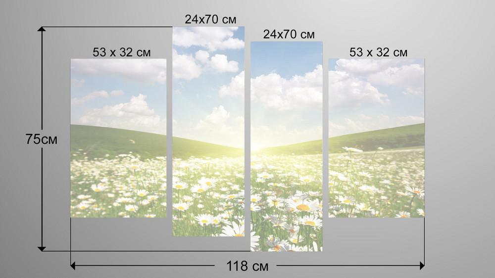 Модульная картина Поле Ромашек Art-125_4 Киев - изображение 3