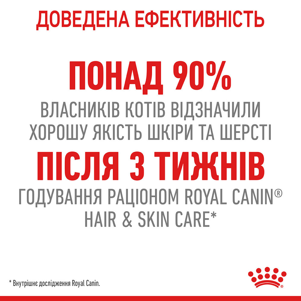 Корм для котів ROYAL CANIN HAIR&SKIN CARE 0.4 кг, для підтримки здоров’я шкіри та блиску шерсті Київ - фото 4