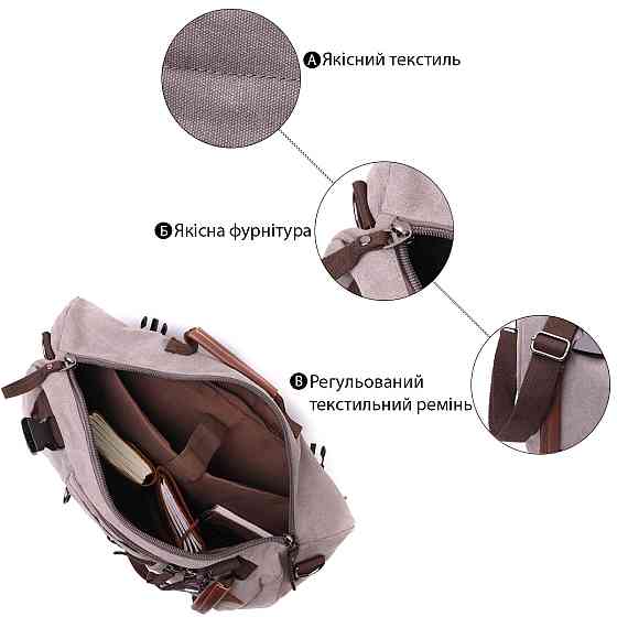 Рюкзак-трансформер в стиле милитари из плотного текстиля Vintage 22156 Серый Киев