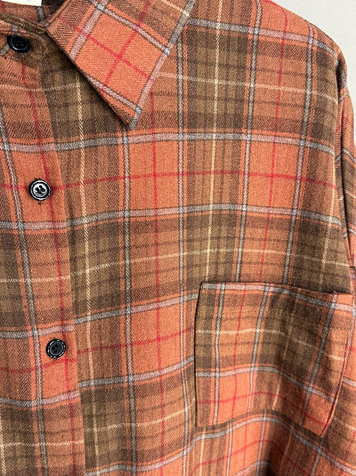 Сорочка жіноча A-N 8313 у клітинку оверсайз широка бавовняна, помаранчевий, one size Київ - фото 19