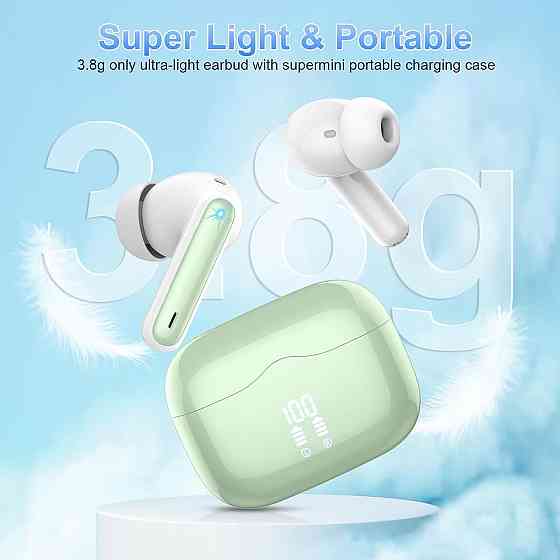 Беспроводные наушники Xinwld A97 Pro Bluetooth 5.3, 4 ENC-микрофона, 40 часов, LED, USB-C, IPX7, Grassgreen Киев