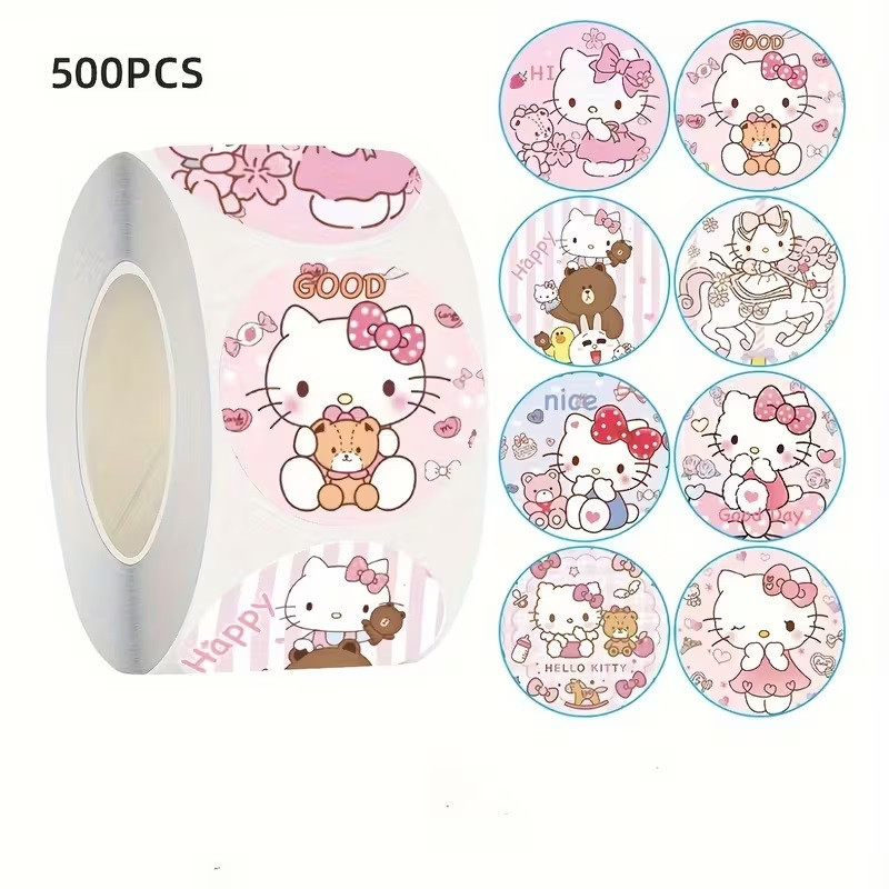 Стикеры Hello Kitty — рулон 500 шт Ø2.5 см, наклейки с котиками Киев - изображение 5