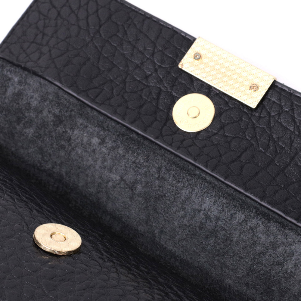 Класична шкіряна сумка з оригінальною плечовою лямкою Vintage 22405 Чорна Київ - фото 6