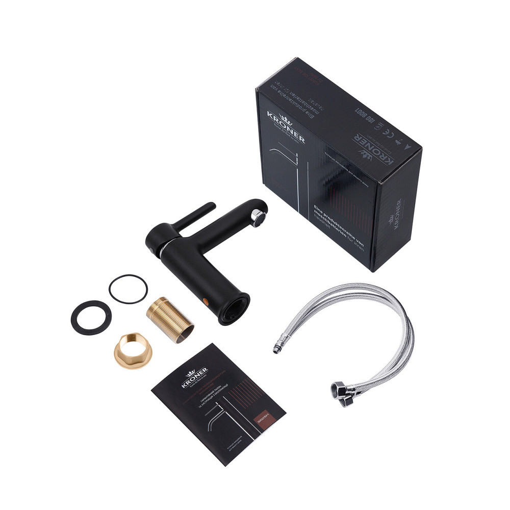 Змішувач для раковини Kroner KRP Essen - SCH010 чорний/хром Київ - фото 6