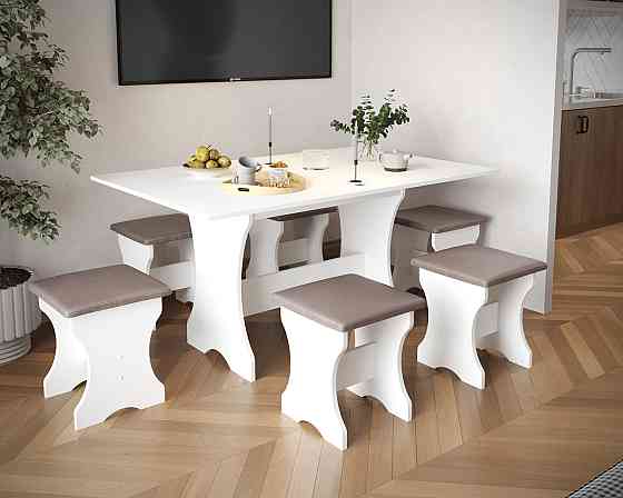 Три табуретки (комплект 3 шт) 35х35х44 см / МС - Белый Львов