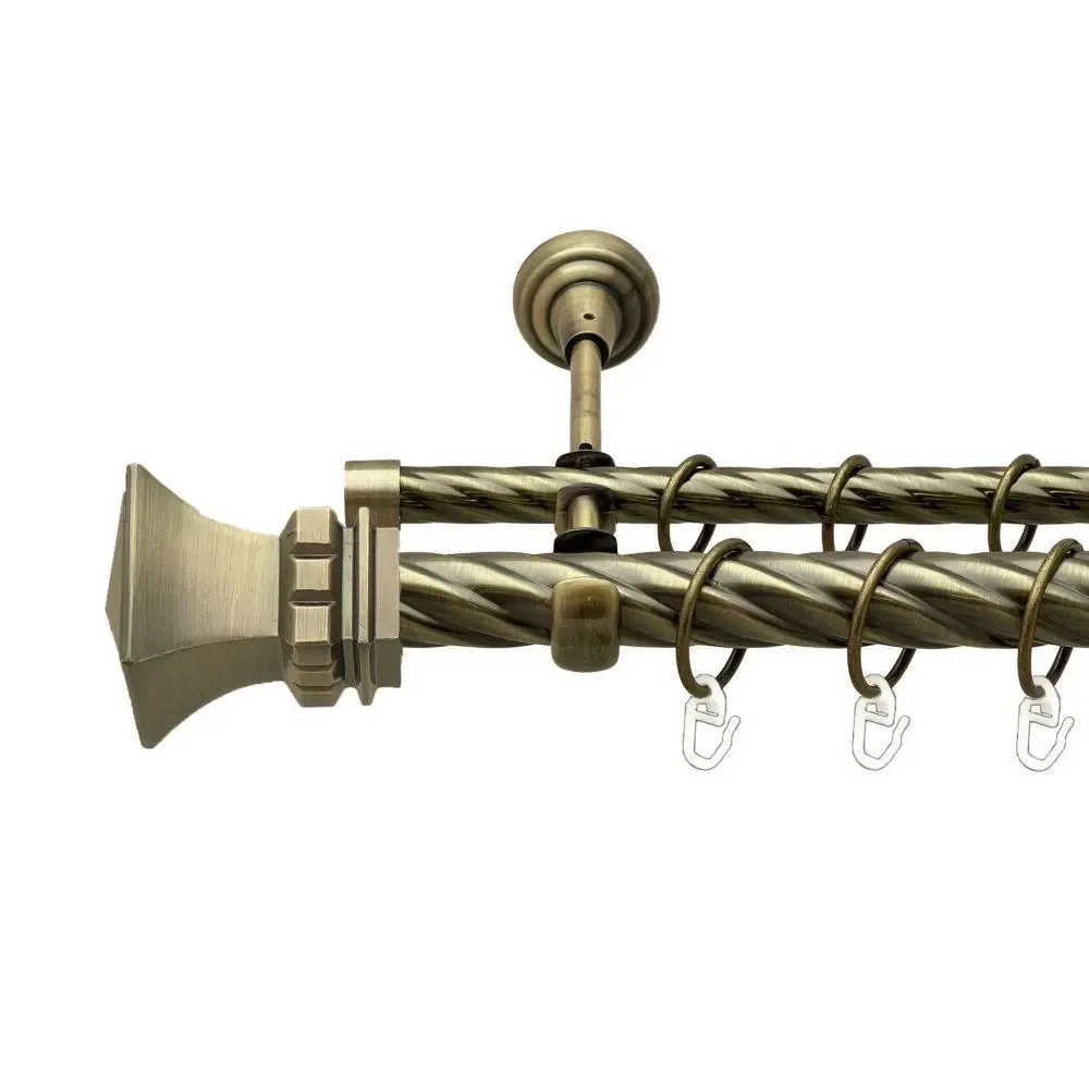 Карниз Orvit Емпорія металевий дворядний відкритий скручена труба кільце металеве Антик 25\16 мм 240 см (00-00018314) Львів - фото 1