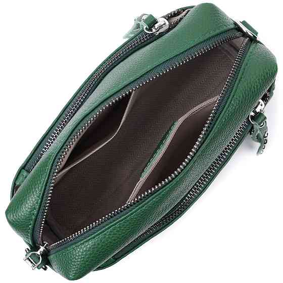 Шкіряна сумка зі стильним бігунком Vintage 22651 Зелена Київ