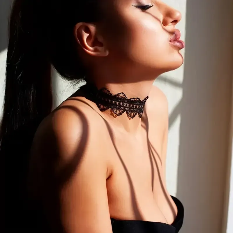 Женский кружевной чокер черного цвета – готический аксессуар на шею Киев - изображение 3