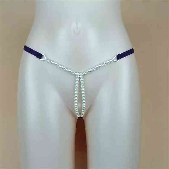 Труси з бусами еротичні універсальний фіолетовий Київ