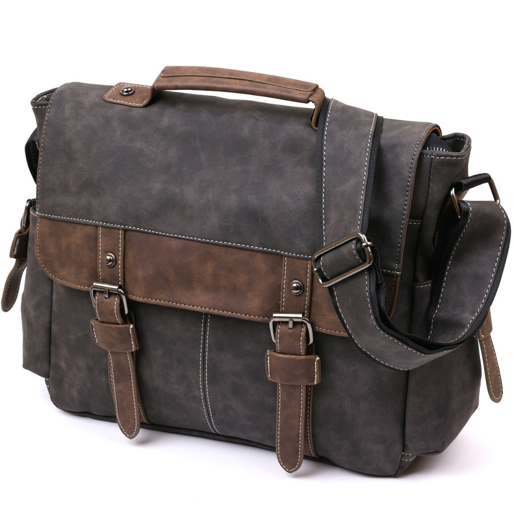 Чоловіча сумка зі шкірозамінника Vintage 20491 Сірий Київ - фото 1