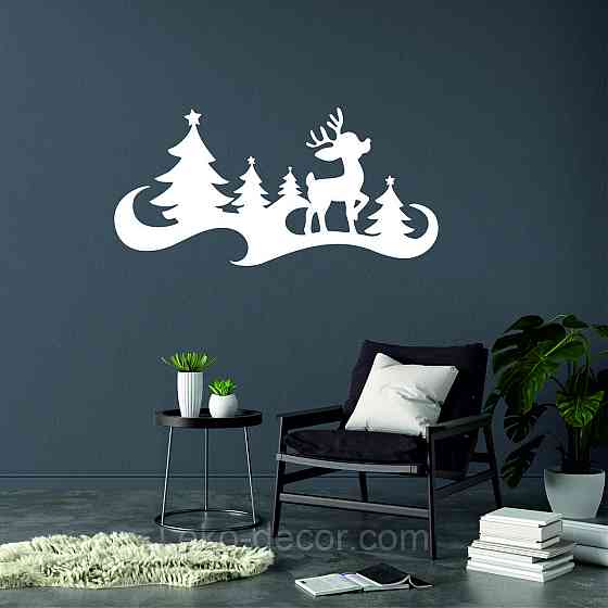 Декоративное настенное Панно «Олень», Декор на стену 70*34 см, Белый Киев