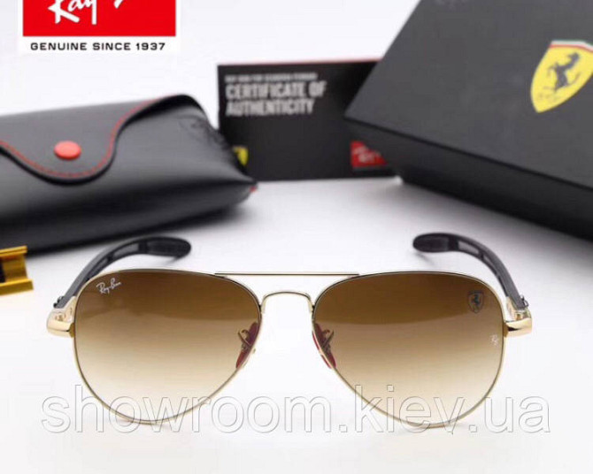 Женские солнцезащитные очки в стиле RAY BAN 8307 (001/51 brown) Lux Киев - изображение 2