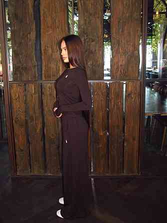 Женский базовый прогулочный костюм двойка: лонг и штаны вискоза Шоколадный, 44/46 Одесса