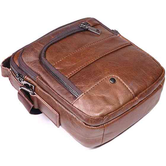 Зручна чоловіча сумка через плече з натуральної шкіри Vintage 21480 Світло-коричневий Київ