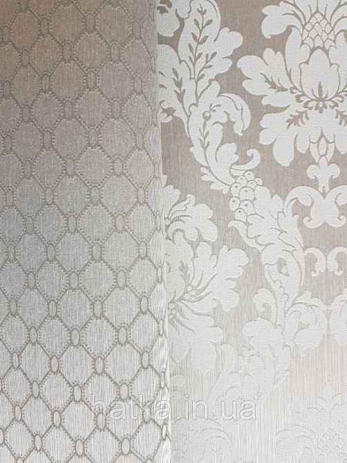 Текстильні шпалери на флізеліновій основі Da capo RaschTextil геометрія ромб овал сітка бежеві фон срібло Київ - фото 2