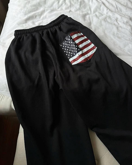 Женские объемные оверсайз брюки с резинкой в поясе двунитка Черный Одесса - изображение 3