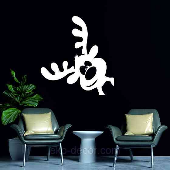 Декоративное настенное Панно «Олень», Декор на стену 70*70 см, Белый Киев