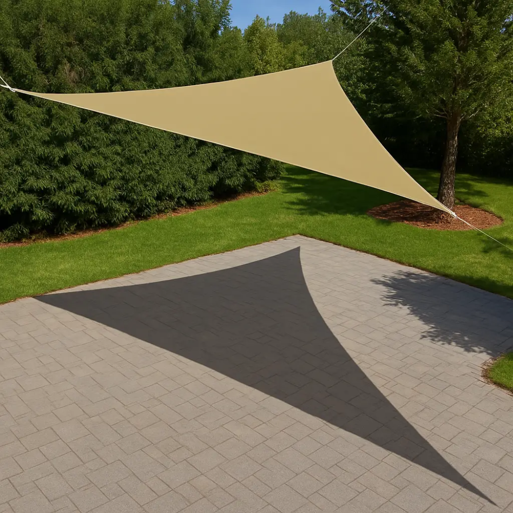 Тент навес затеняющий Tentorium треугольный 4х7х8м Сетка (Бежевый) Киев - изображение 5