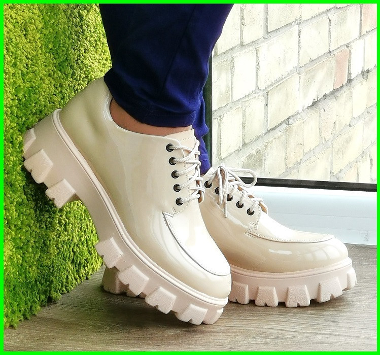 Жіночі Бежеві Туфлі Кросівки на Танкетці Сліпони Лакові Мокасини (розміри: 36,37,38,39,40,41) — 6-20 Дніпро - фото 4