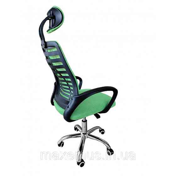 Кресло офисное B6-2-00 зеленое компьютерное эргономичное кресло с подголовником для дома и офиса Мостиска